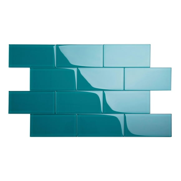 Giorbello Glass Subway Backsplash Tile, 3 x 6, Dark Teal