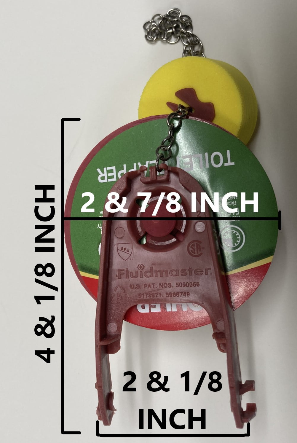 2.5 Inch Flapper Valve with Float Adjustment; Raised Wings; 9 inch Stainless Steel Chain by