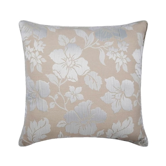 Pillow Cover, Pillow Cover Ivory & Beige Cushion Cover 14 x 14 Pillow Cover Silk Jacquard Floral Sofa, Bed Pillows, Beige Pillow Cover 14x14 inch (35x35 cm) - Floral Lady