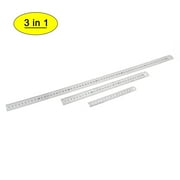 Unique Bargains Home Metric 15cm 30cm 60cm Measuring Silver Tone Scale Straight Ruler 3 in 1