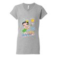 thumbnail image 2 of Wild Bobby Betty Boop Island Girl Paradise Betty Boop Women’s Standard V-Neck Tee, Heather Grey, X-Large, 2 of 5