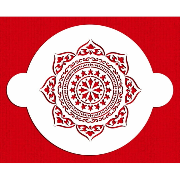 Designer Stencils Moroccan Medallion Cake Stencil, Beige/semi-transparent, 7.75 X 7.75