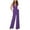 Purple, variant on aidice Jumpsuits for Women Dressy Deep V Neck Zip Slim Fitting High Waisted Office Flare Leggings Rompers