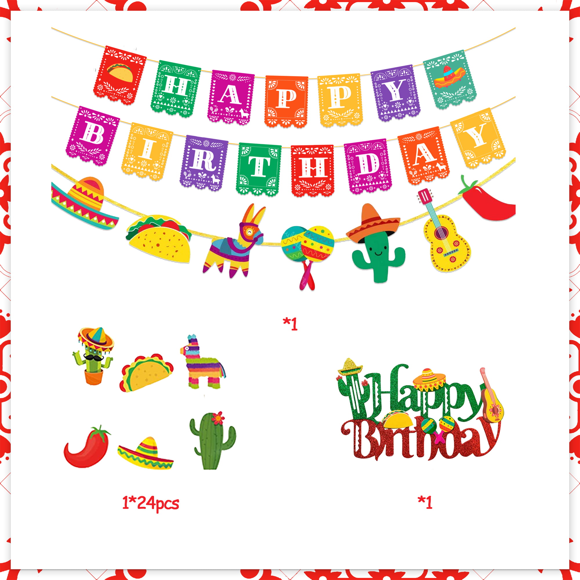 8PCS Fiesta Party Decorations, Cinco de Mayo Mexican Theme Party Supplies  Cactus Llama Balloons,8 Hanging PCS for Taco Tuesday Birthday Luau Party  Supplies 