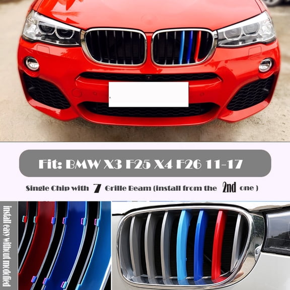 Trimla M-Colored Grille Insert Trim Performance 11-17 for BMW X3 F25 X4 F26 Fit 18d 20i 25i 28i 30d 35i M40i 2011 2012 2013 2014 2015 2016 2017 sDrive xDrive SVA Strip Cover