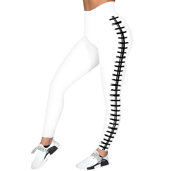 Clearance!Outfmvch Yoga Pants Lounge Pants Women Tummy Control Leggings Women's Rugby Print Fashion Casual Leggings High Waist Yoga Pants Women's Pants White Xl