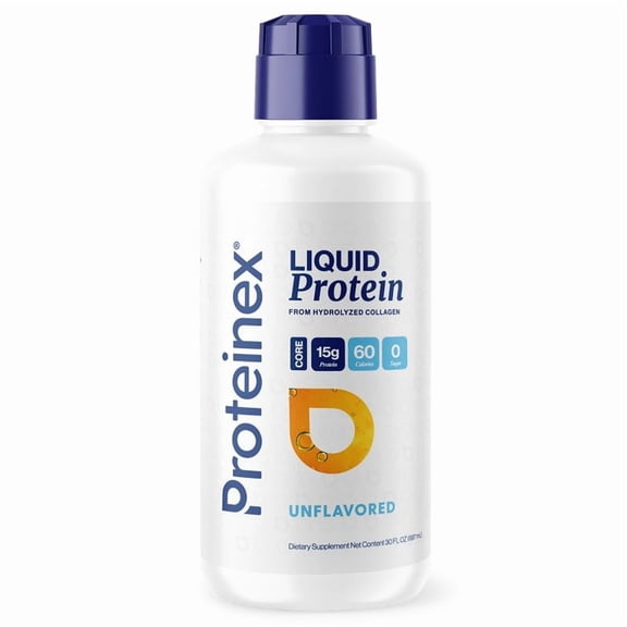 Proteinex Core Liquid Collagen Peptides, 15g Protein per serving | Zero Sugar, Zero Carbs, Ready to Drink | (Unflavored, 30 Fl Oz)