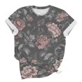 thumbnail image 6 of Jamicy Womens Summer Blouses Gift for Women Womens Dressy Tops Women's Fashion Casual Short Sleeve Flower Print Round Neck Pullover Top Blouse, 6 of 6