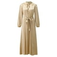 thumbnail image 3 of Femmes Casual Solide Musulman Robe Lanterne Manches Abaya Islamique Arabe Kaftan Robe, 3 of 7