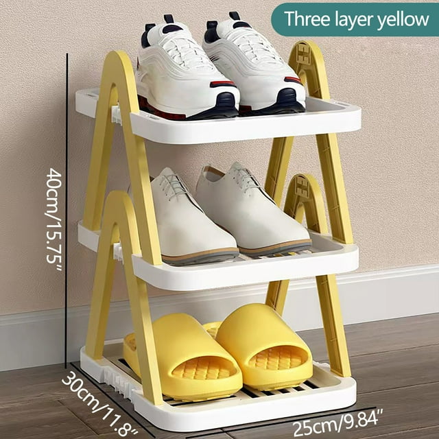 Small Shoe Rack for Door – 6-Tier Foldable PP Storage Cabinet with Adjustable Height Layers, Orange
