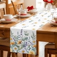thumbnail image 5 of Floral Eucalyptus Leaves Table Runner - 70 Inch Long Summer Botanical Watercolor Daisy Cotton and Linen Blended Dress Scarves Farmhouse Table Runner for Kitchen Dining, Coffee Table, 13" x 70", 5 of 8