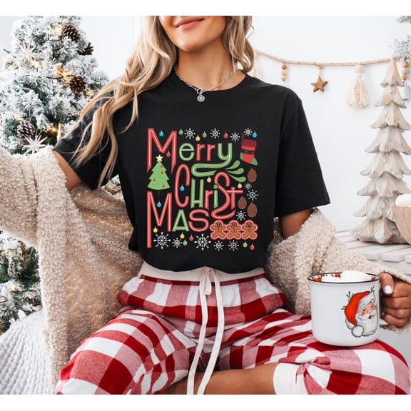 Merry Christmas Graphic T-Shirt: Holiday Family Gift, Gingerbread Shirt