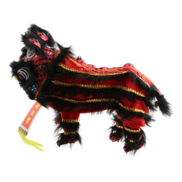 Muñeca de mano con hilos y varillas, marioneta china de león, muñeca asiática. Negro rojo