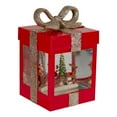 thumbnail image 3 of Northlight 7" Lighted Red Gift Box Christmas Snow Globe with Santa and Reindeer, 3 of 5
