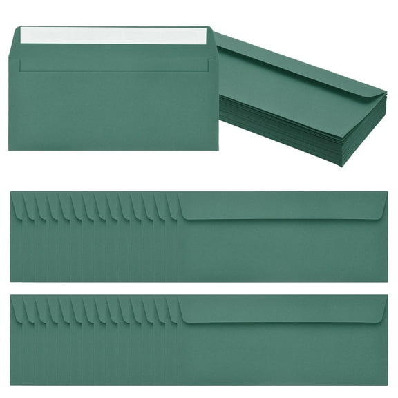 Uxcell 60 Pack Dark Green #10 Business Envelopes, Colored Self Seal Letter Size