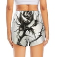 thumbnail image 3 of Picia Black And White Rose Pattern Women's 2 in 1 Athletic Running Shorts High Waisted Workout Casual Gym Sweat Shorts with Comfy Liner Zipper Pockets-Small, 3 of 9