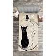 thumbnail image 3 of Ambesonne Moon Quilted Bedspread Set 2 Pcs, Black Cat Siting on Moon, Twin Size, Sand Brown Black, 3 of 3