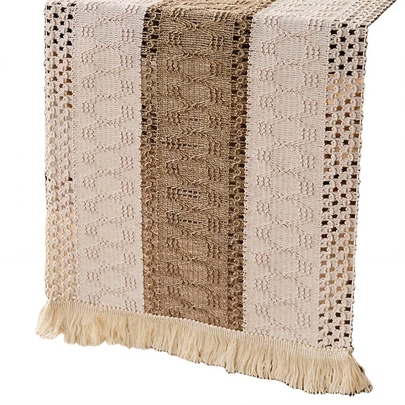 AUQ 2026 New Table Runner Cotton Linen Textile Dining Room Table Decor Trimmed Edge Style Farmhouse Table Runner for Dining Kitchen Party Style1 30*275Cm