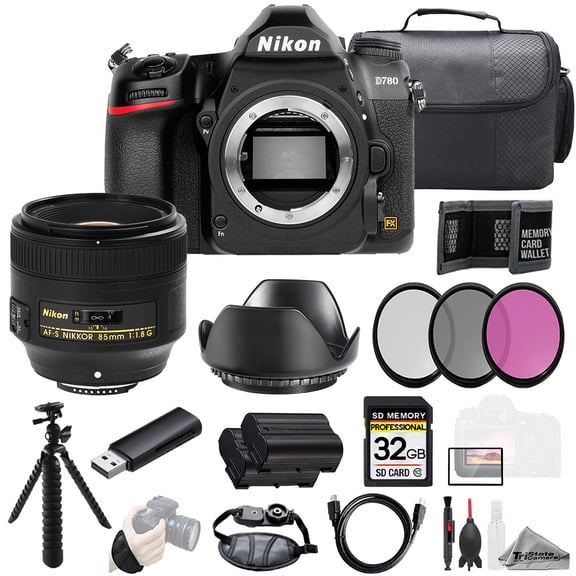 Nikon D780   AF-S NIKKOR 85mm f/1.8G Lens  32GB   Ext Bat  3 PC Filter- Kit (International Version)