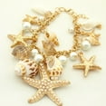 thumbnail image 2 of UDIYO Women Ocean Sea Shell Starfish Faux Pearl Pendant Bracelet Bangle Jewelry Gift, 2 of 5
