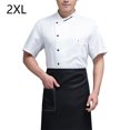 thumbnail image 2 of Abrigo de chef de verano Botones de uniforme del chef de poliéster con bolsillos delanteros Suministros de cocina de cocina para cafetera blanca xxl Inevent LF000330-10, 2 of 7