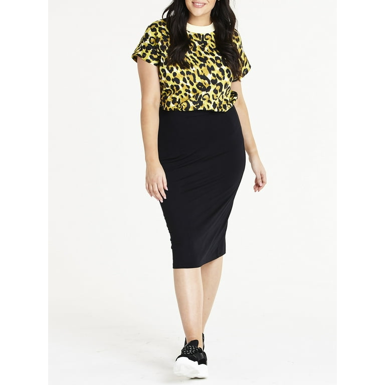 Plus size top jersey midi skirt