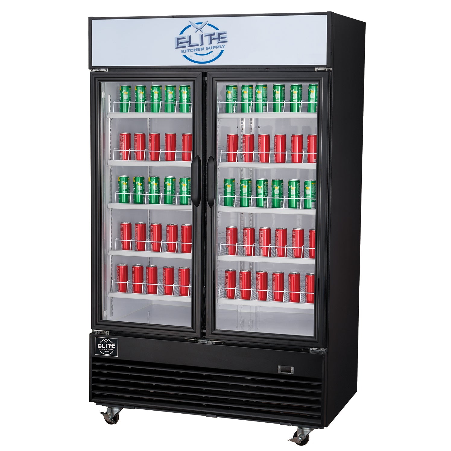 NSF 48 in. 2-Glass Doors Commercial Refrigerator, 35 Cu. Ft. Display Refrigerator, Black