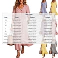 thumbnail image 3 of NTACZA Women Dresses 3/4 Sleeve Slit Shirt Dress Maxi Collared Striped Vacation Casual Button Down Beach Black L, 3 of 6