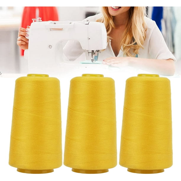 Sewing Thread 3pcs, Yellow Polyester Sewing Threads for Sewing Machine  Serger Thread Universal Thread for Sewing Machine 