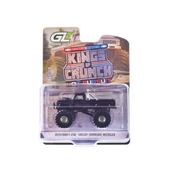 1979 Ford F-250 Monster Truck "Shelby Township Police, Michigan" Black 1/64 Scale Diecast Model Cars by Greenlight