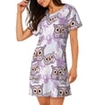 thumbnail image 2 of Naloa Owl And Floral Print Women Nightgowns,Womens Loungewear,Short Sleeve Sleepwear,Comfy Ladies Nightdress, 2 of 6