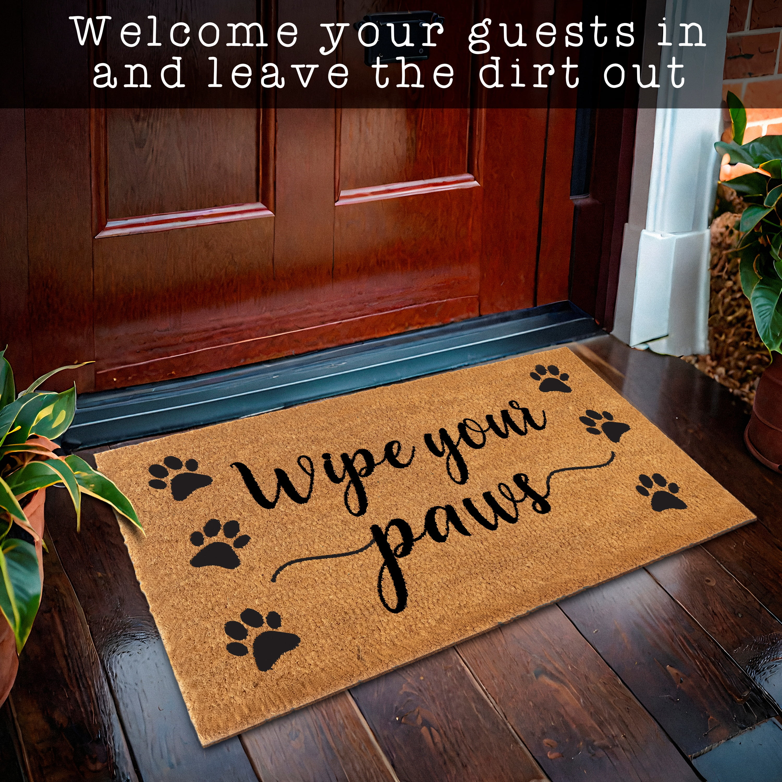 MAINEVENT Wipe Your Paws Doormat 30x17 Inch, Funny Dog Outdoor Welcome Mat for Outside