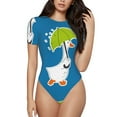 thumbnail image 2 of Goofa Goose Holding an Umbrella Printed Women Rash Guard Short Sleeve,Tummy control Swimsuit Surfing Swimsuit Bathing Suit One Piece Swimsuit UPF 50-Small, 2 of 9
