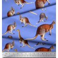 thumbnail image 2 of Soimoi Blue Rayon Fabric Kangaroo & Giraffe Animal Printed Fabric 1 Yard 42 Inch Wide, 2 of 3
