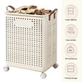 thumbnail image 3 of solautey Rolling Plastic Collapsible Laundry Basket Cube Storage Bin Box Organizer with Wheels Handle Durable Ventilated Foldable Hamper for Bedroom Dirty Clothes Large Capacity, 3 of 7