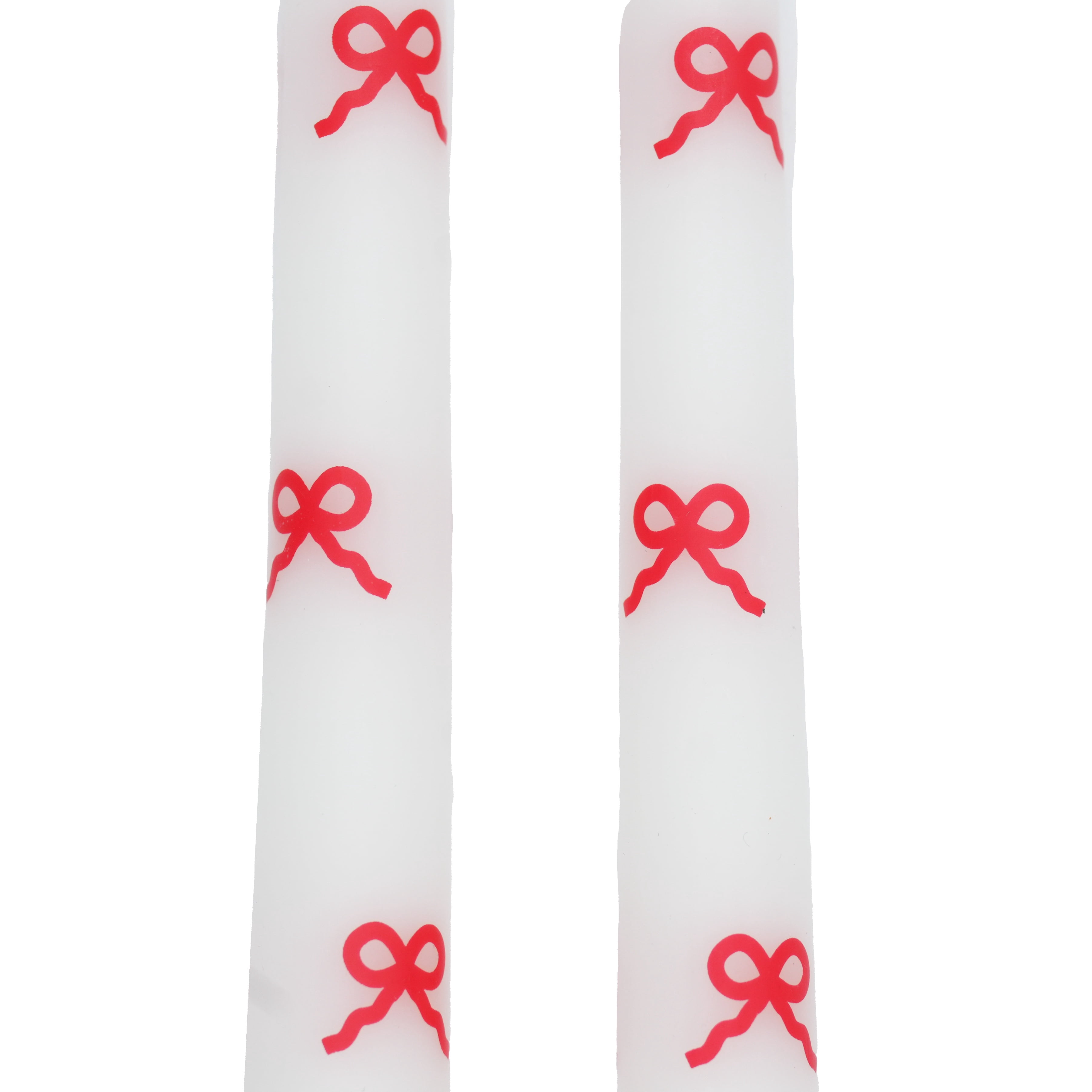 My Texas House Valentine 10 in Red Bow White Taper Candles, Unscented, 2 Count