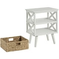 thumbnail image 5 of eHemco X-Side Mid-Century Modern Nightstand End Table with Storage Shelf and Wicker Basket, White, 5 of 5