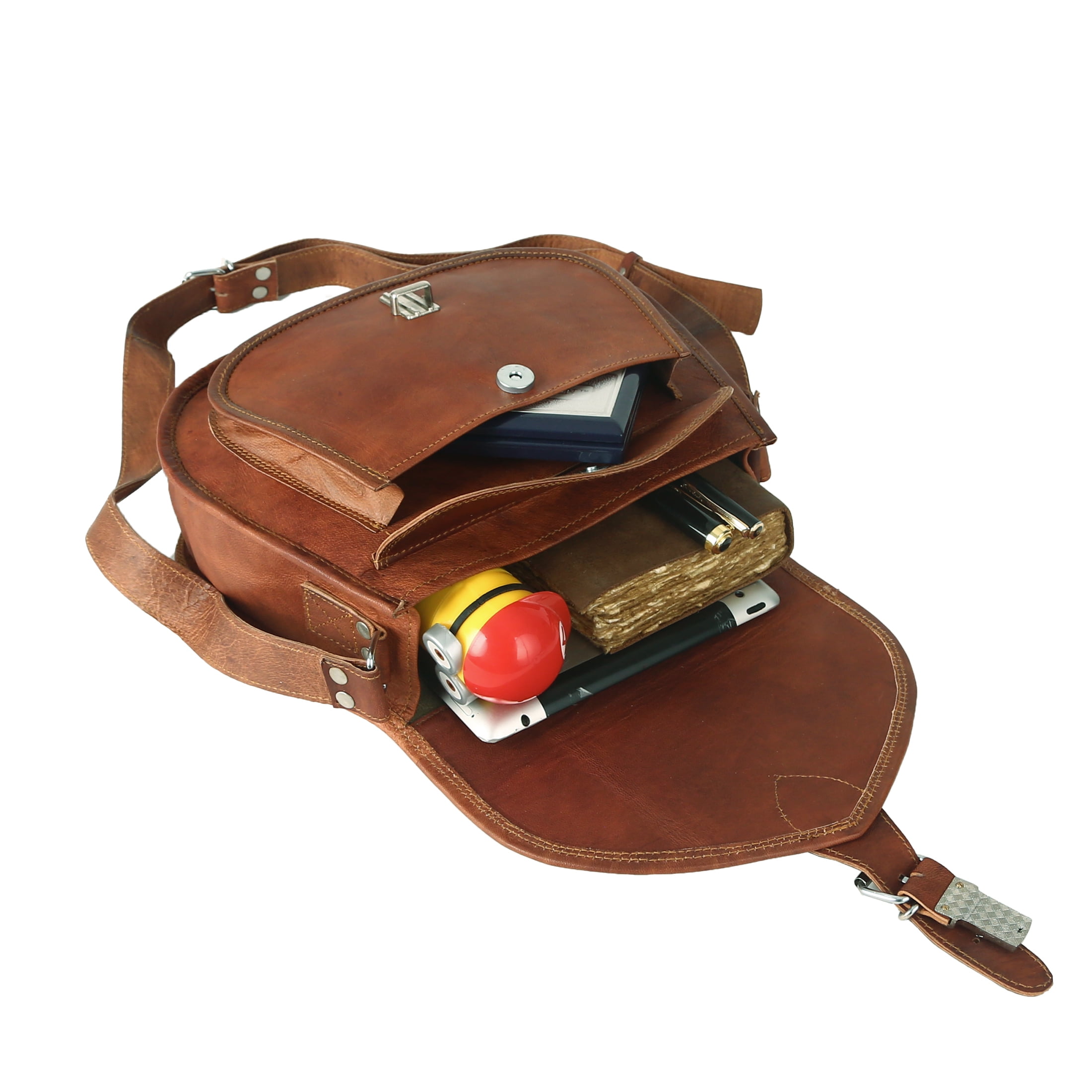 Leather Crossbody 12 Inch Shoulder Bag for Women, Tote Satchel Purse for Travel or Daily Use