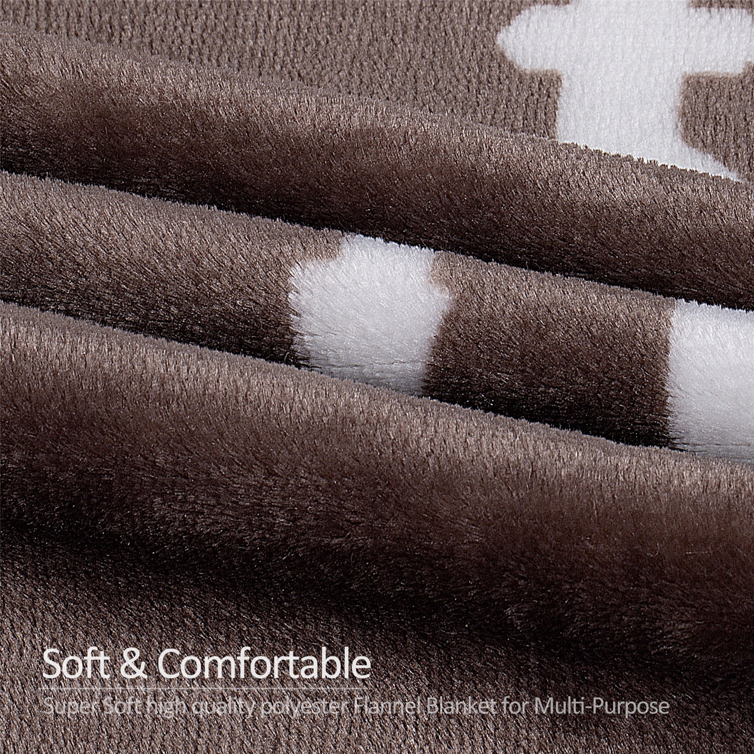 JML Throw Blanket Coffee Brown Soft Flannel Throw,50" x 60"
