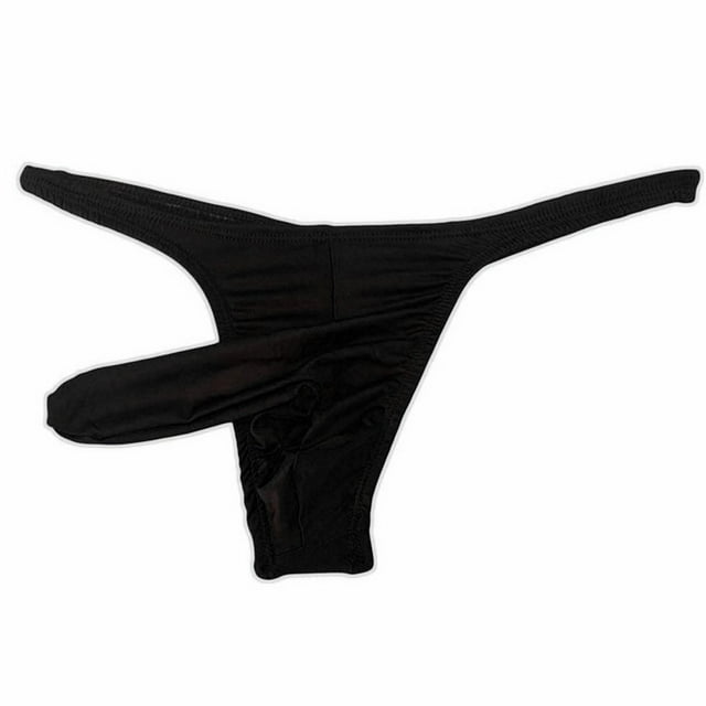 WZXFASHION Men's Fashion Sretch G-string T-back Micro Thong Briefs Underwear Intimates Black One size