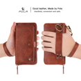 thumbnail image 6 of Dteck Galaxy S21+ Wallet Case, Leather Zipper Purse Large Capacity 14 Card Slots [Magnetic Closure] 2 in 1 Detachable Magnetic Phone Cover with Wrist Band for Samsung Galaxy S21 Plus, Brown, 6 of 9