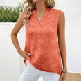 thumbnail image 2 of Dazajoo Women's 2025 Summer Linen Blouses Sleeveless V Neck Tshirts Casual Loose Flowy Dressy Tops for Leggings Weekly Sale,Orange,XXXL, 2 of 6