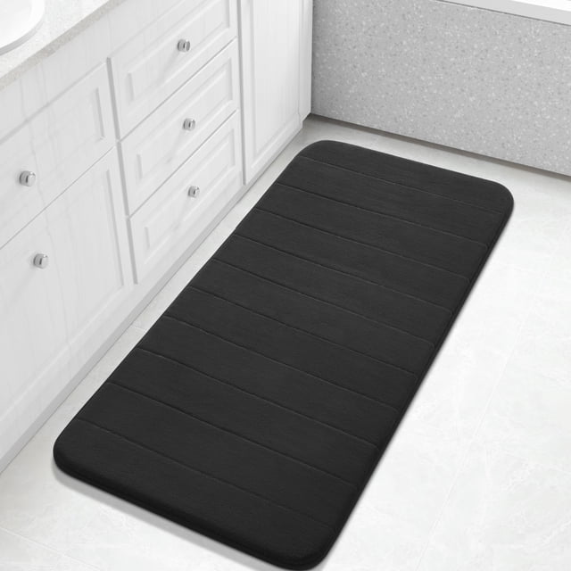 Alfombra de baño Yimobra, larga, 44 x 24 cm, espuma viscoelástica, color negro