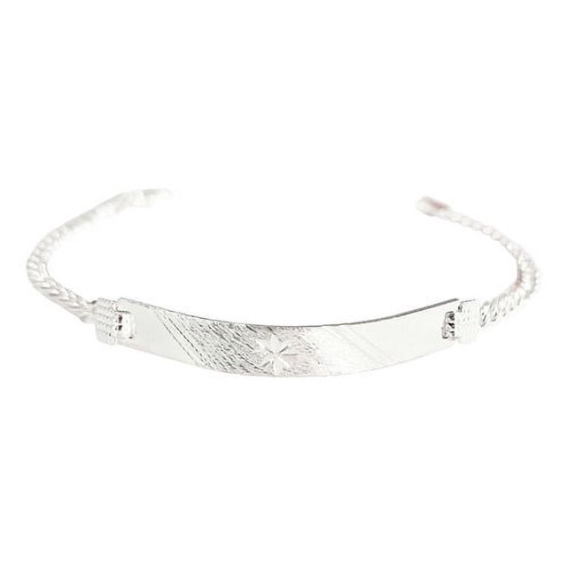 JOYARIS Pulsera Mujer Esclava Cubana Plata 925 Placa Diamantada 3 Mm Talla Largo/Ancho: 17.5 cm x 3 mm PT-0000568