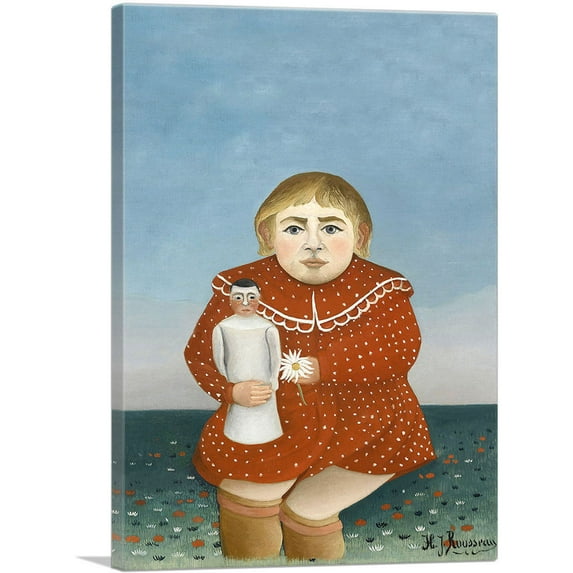 ARTCANVAS The Girl with a Doll 1905 Canvas Art Print by Henri Rousseau - Size: 40" x 26" (1.50" Deep)