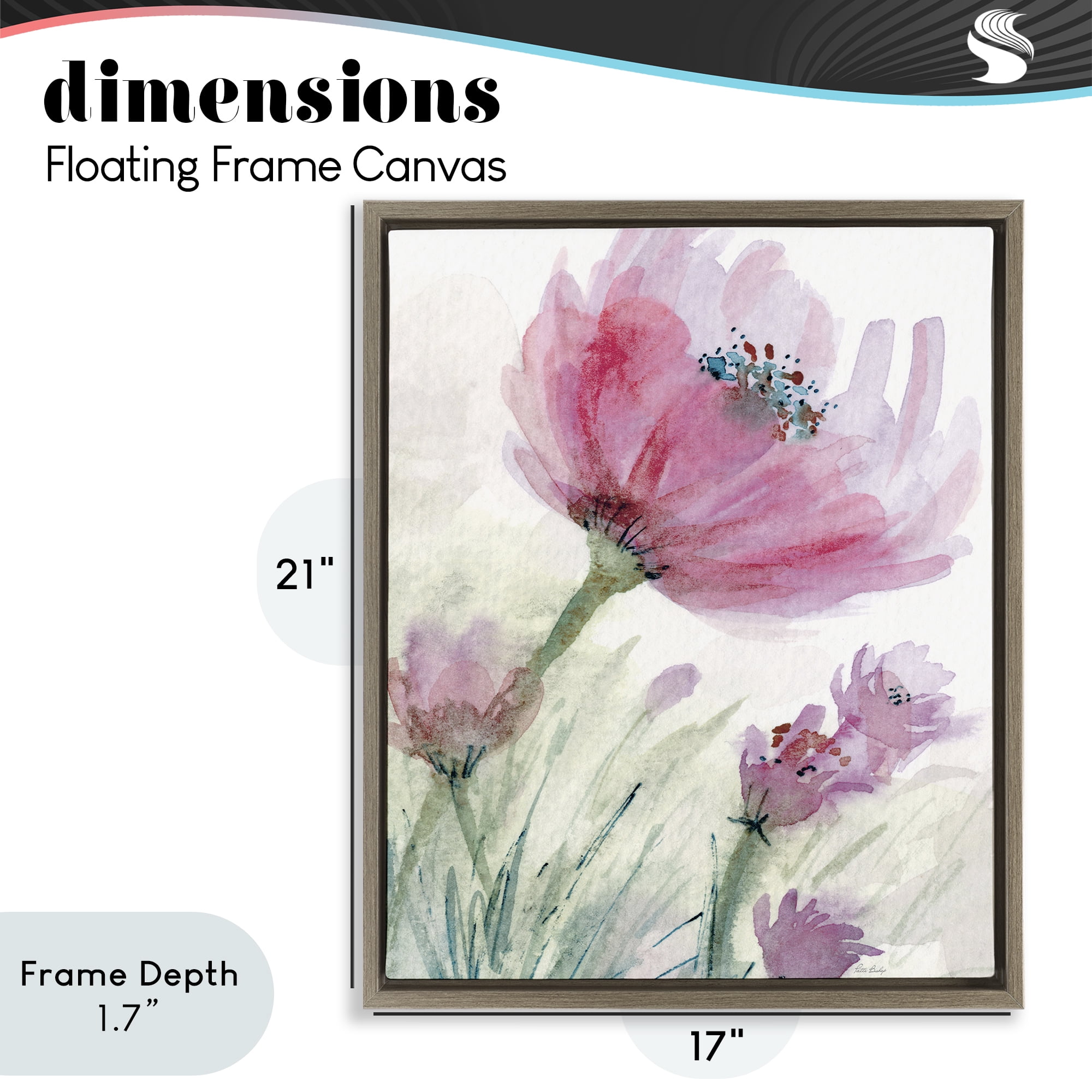 Stupell Industries Pink Flower & Speckled Stamen Brown Framed Floater Canvas Wall Art, design by Patti Bishop