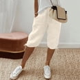 thumbnail image 2 of Weikingp Womens Shorts，Cotton Linen Shorts Workout Shorts High Waisted Shorts Women Womens Athletic Shorts Ladies Shorts Womens Cargo Shorts Long Shorts Beige L, 2 of 9