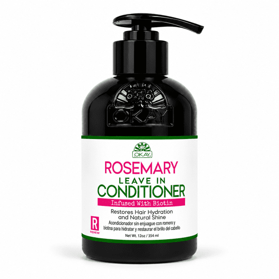 OKAY Rosemary Leave-In Conditioner with Biotin & Argan Oil, Moisturizing & Strengthening Conditioner for All Hair Types, 12 oz