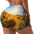 thumbnail image 1 of Fotbe Sunlit Sunflower Field Shorts Sin Costuras – Shorts Deportivos de Cintura Alta para Mujer, Elásticos para Gimnasio, Yoga, Running o Ciclismo-Large, 1 of 8