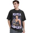 thumbnail image 2 of Rhea Ripley Vintage Oversized Shirt Men's Short Sleeved Tops Women's Crew Neck Graphic Tees, 2 of 5